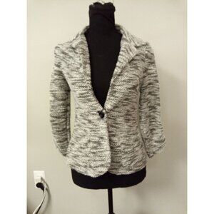 Women's About A Girl White and Black Single Button Blazer Jacket Size M
